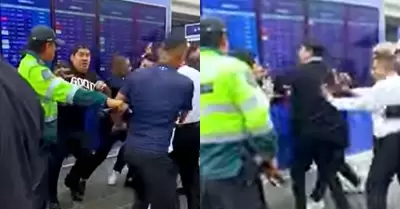 Taxistas se enfrentaron a golpes en el nuevo Jorge Chávez.
