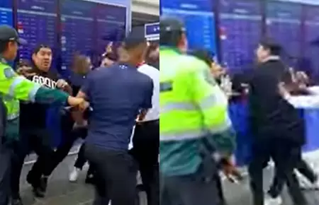 Taxistas se enfrentaron a golpes en el nuevo Jorge Chvez.