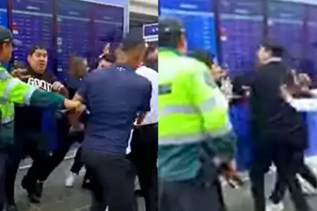 Taxistas se enfrentaron a golpes en el nuevo Jorge Chvez.