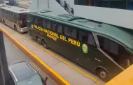 Bus de la PNP atorado en va exclusiva del Metropolitano genera caos vehicular en Javier Prado