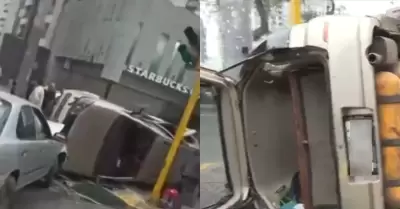 Cercado de Lima: Dos autos chocan en avenida Arequipa
