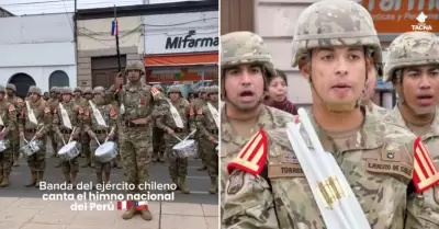 Ejército chileno interpreta el Himno Nacional del Perú