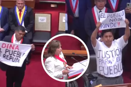 Congresistas protestan contra Dina Boluarte en pleno mensaje a la Nacin