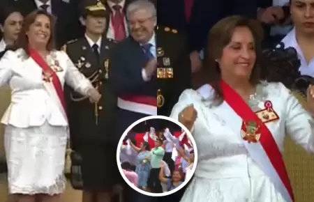 Dina Boluarte solt sus pasos de baile en Desfile Militar