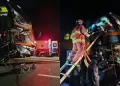 Fuerte choque entre bus y volquete deja seis heridos: Bomberos rescataron a pasajeros atrapados