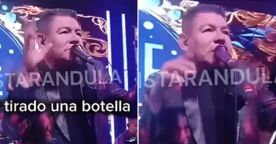 Dilbert Aguilar recibe botellazo en pleno show