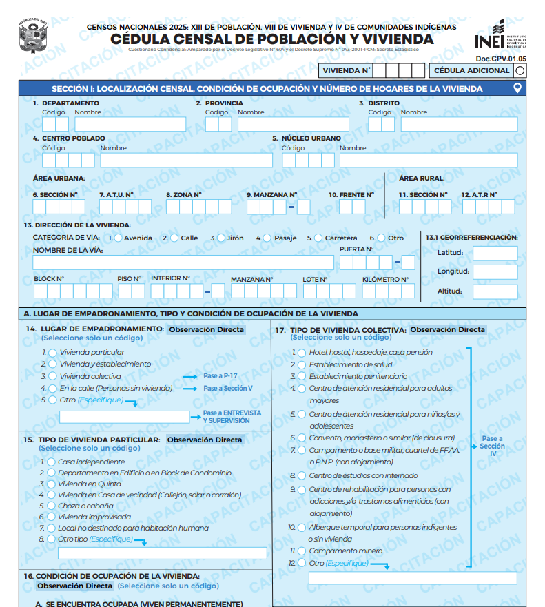 Ejemplo de la cdula censal