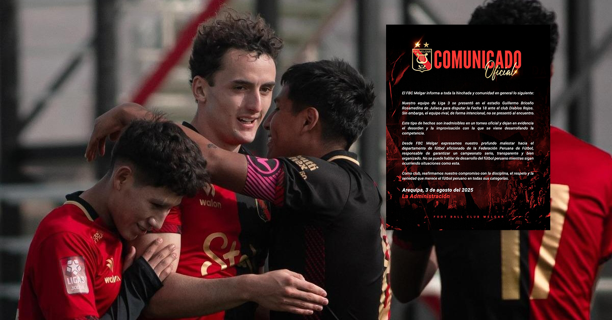 Melgar lanzó dardo contra la FPF tras 'Walk Over' en la Liga 3: "Evidencia el desorden y la improvisación"