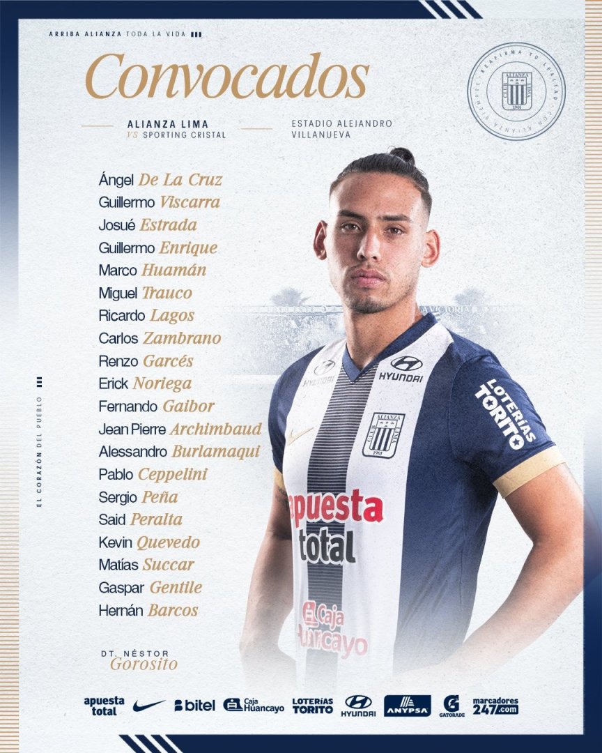 Alianza Lima confirm 4 bajas para el duelo ante Sporting Cristal.