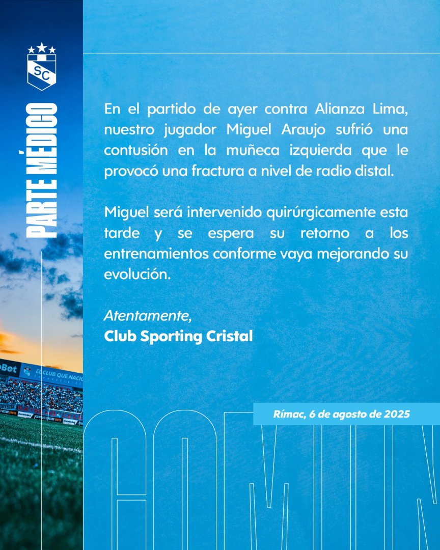 Comunicado de Cristal sobre Miguel Araujo.