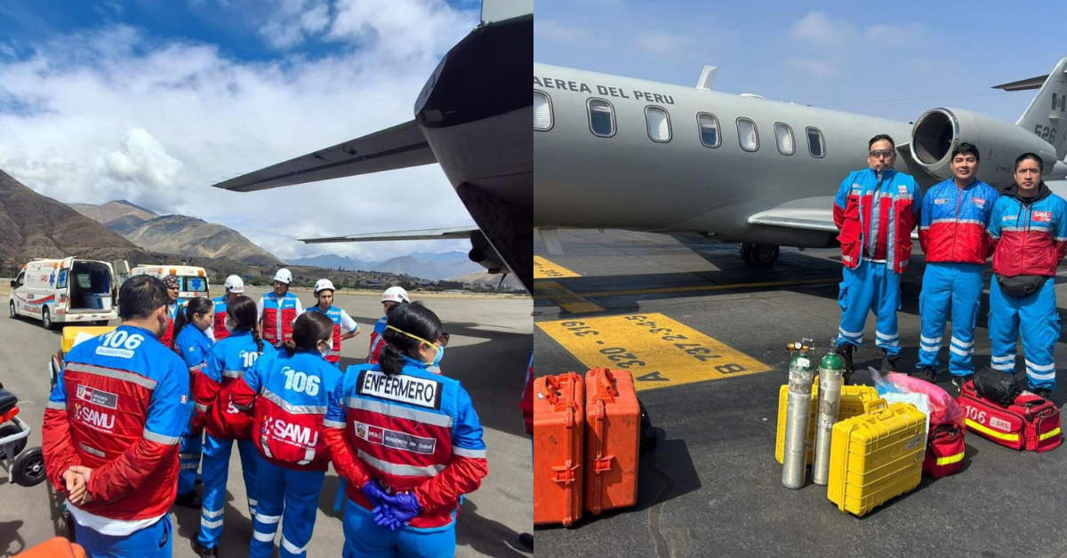 Equipo del SAMU preparado para los vuelos