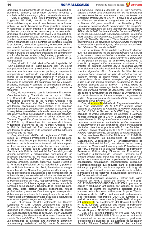 Norma del Decreto Supremo.