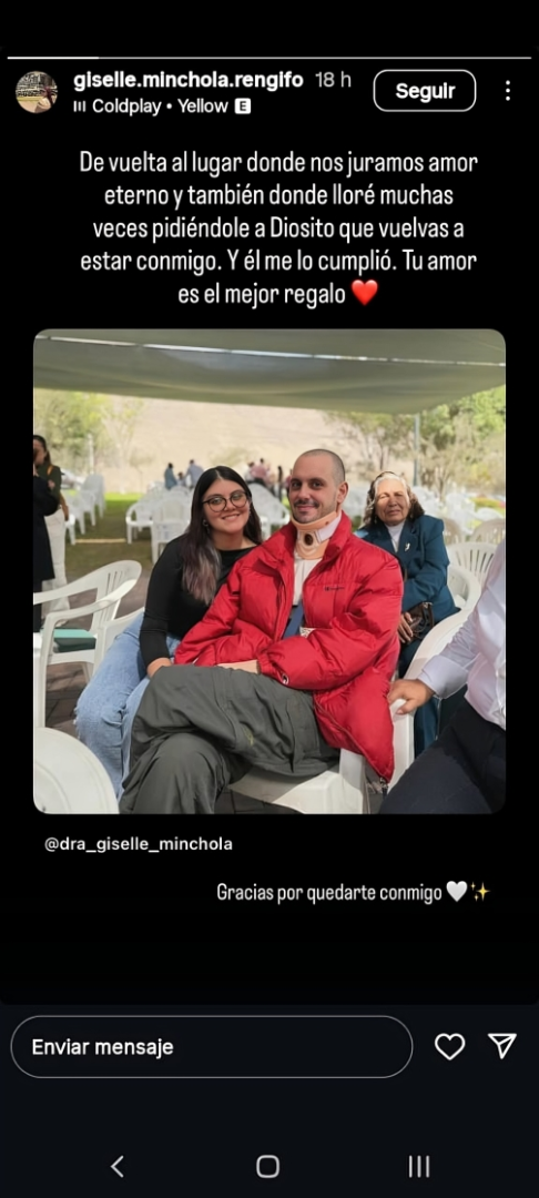 Mensaje de Giselle Minchola, esposa de furrey