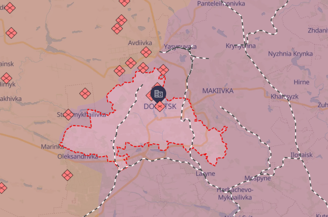 Mapa blico actual en Donetsk.