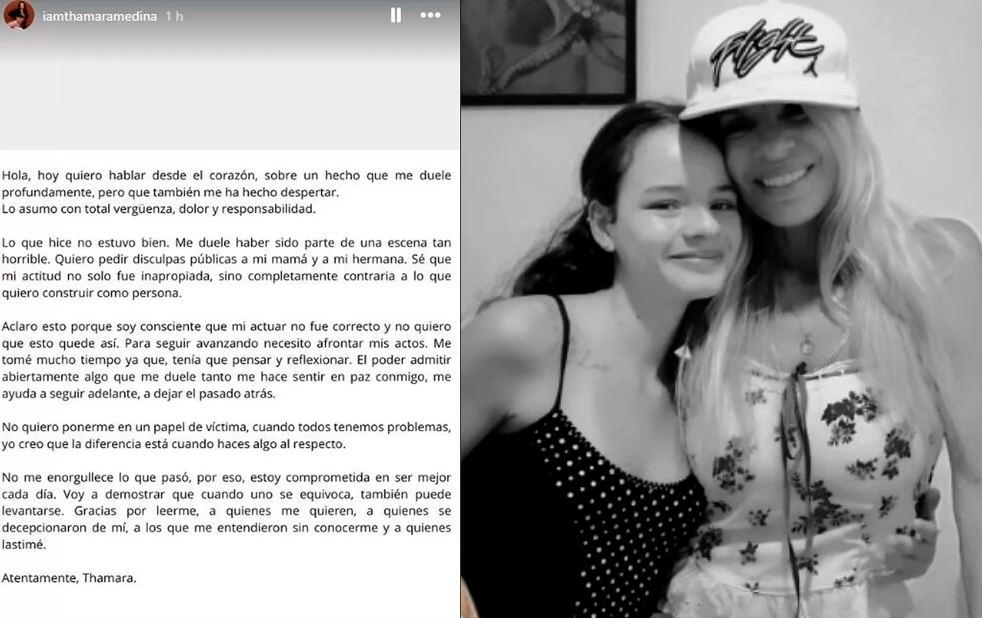 Thamara Medina pide disculpas a Alejandra Baigorria y a su madre por agresin.