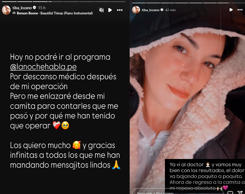Tilsa Lozano explica el motivo de su delicado estado de salud.