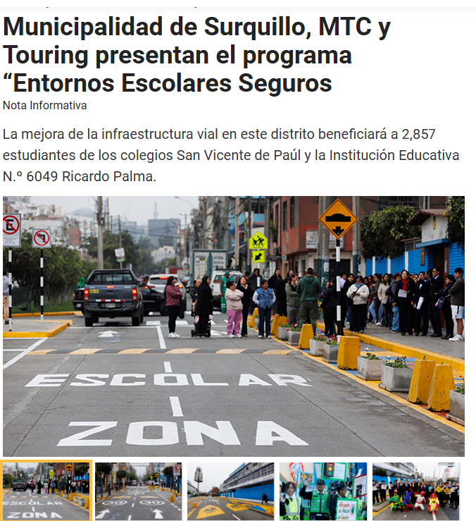 Nota de prensa de la Municipalidad de Surquillo.