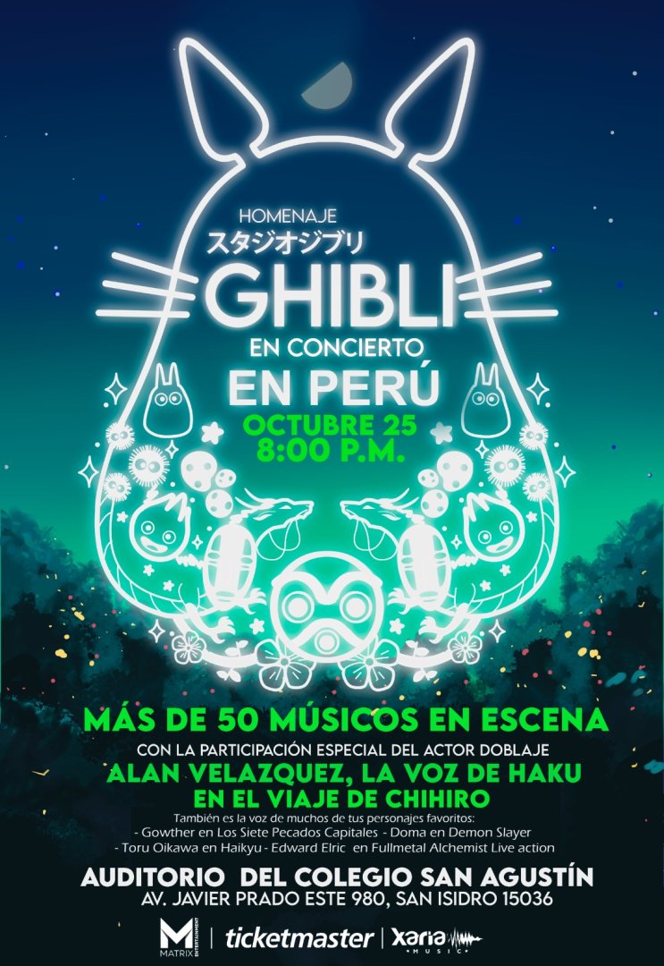 Concierto del Studio Ghibli se realizar en octubre en Lima.