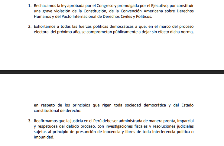 Puntos del rechazo de los exfuncionarios.