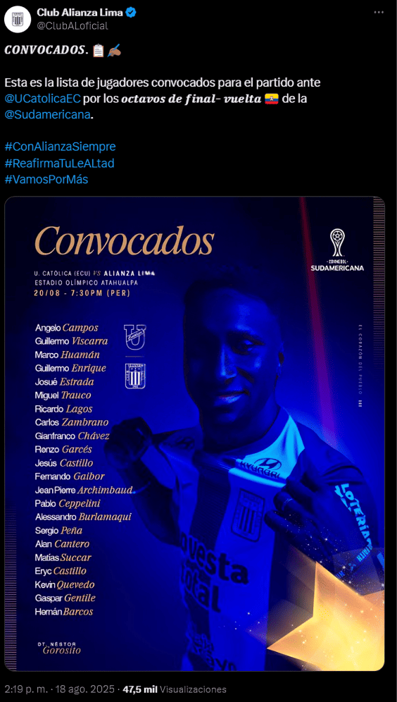Lista de convocados de Alianza Lima