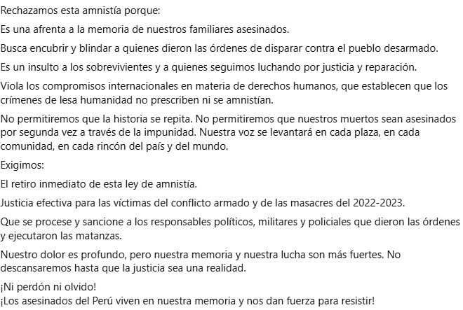 Comunicado de la Asociacin.