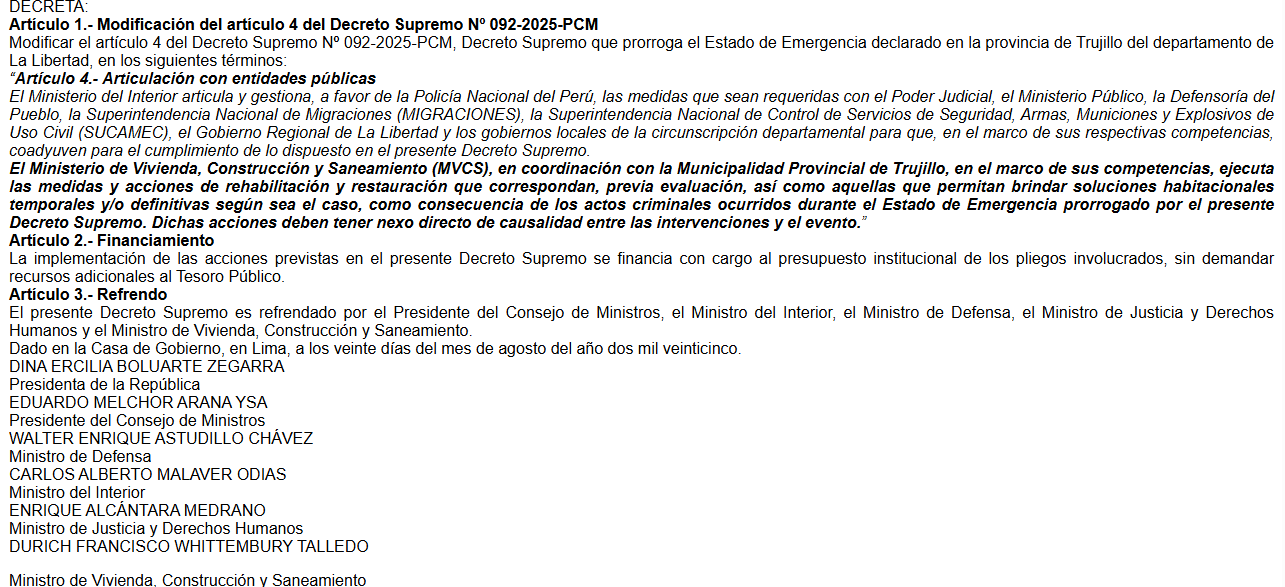 Decreto Supremo N 108-2025-PCM