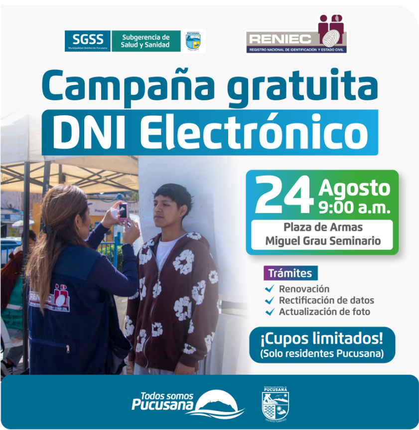 DNI electrnico gratis para este 24 de agosto en Pucusana.