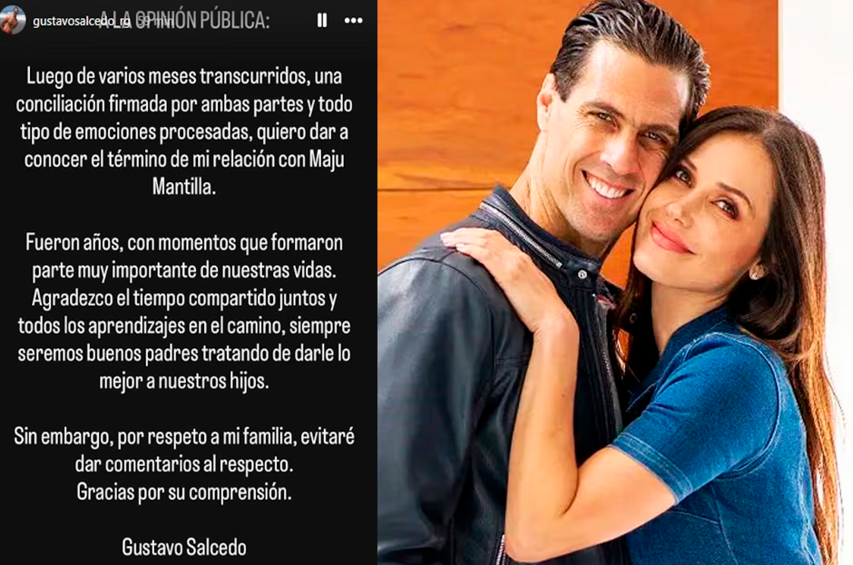 Esposo de Maju Mantilla anuncia el fin de su matrimonio.