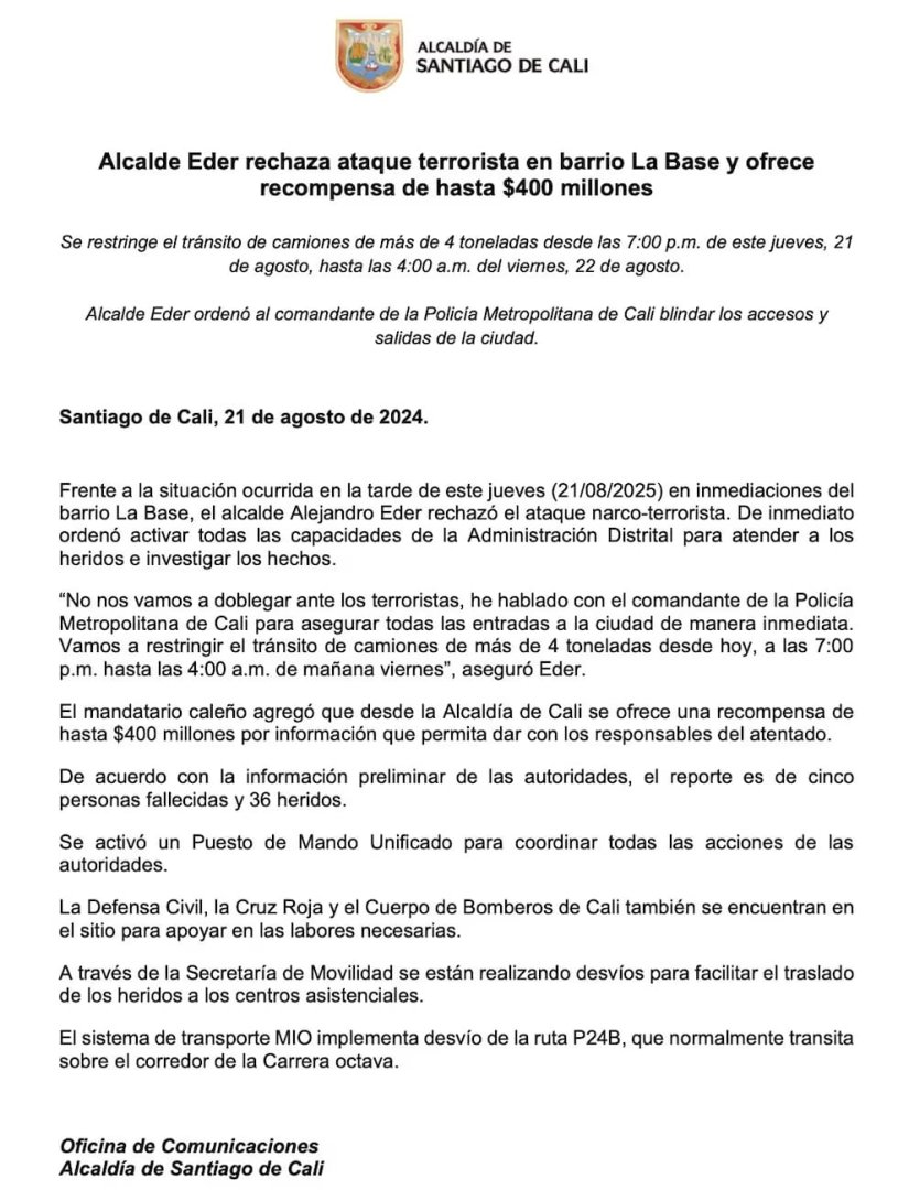 Documento del municipio de Cali.