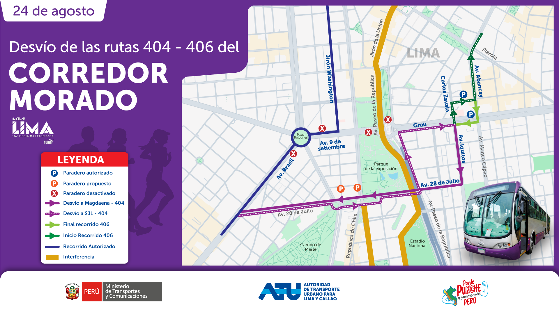 Plan de desvo para el corredor Morado.