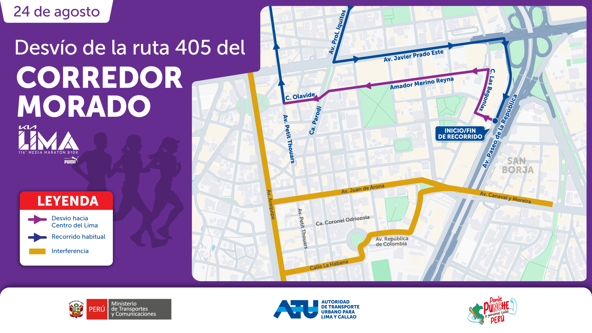Plan de desvo para el corredor Morado.