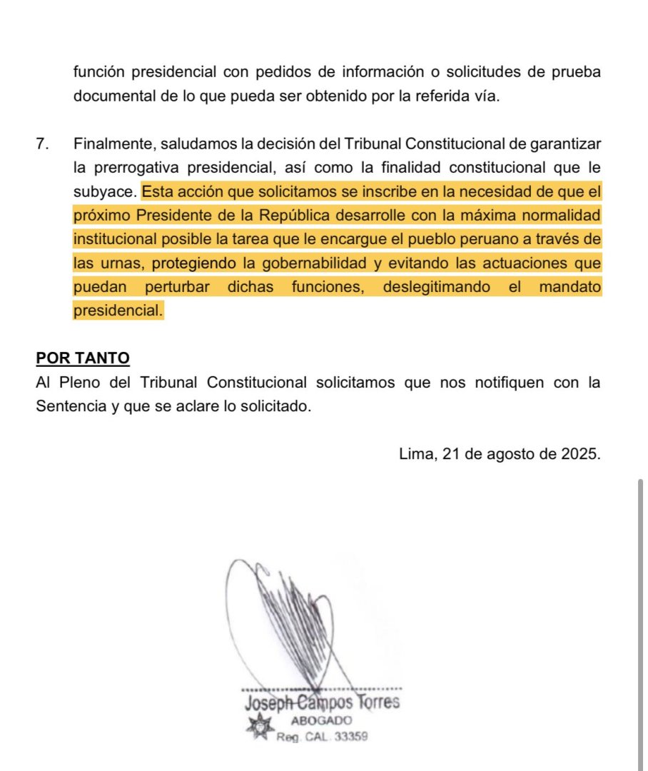 Recurso de Dina Boluarte presentado al TC