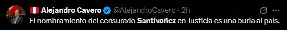 Alejandro Cavero reacciona a designacin de Santivaez
