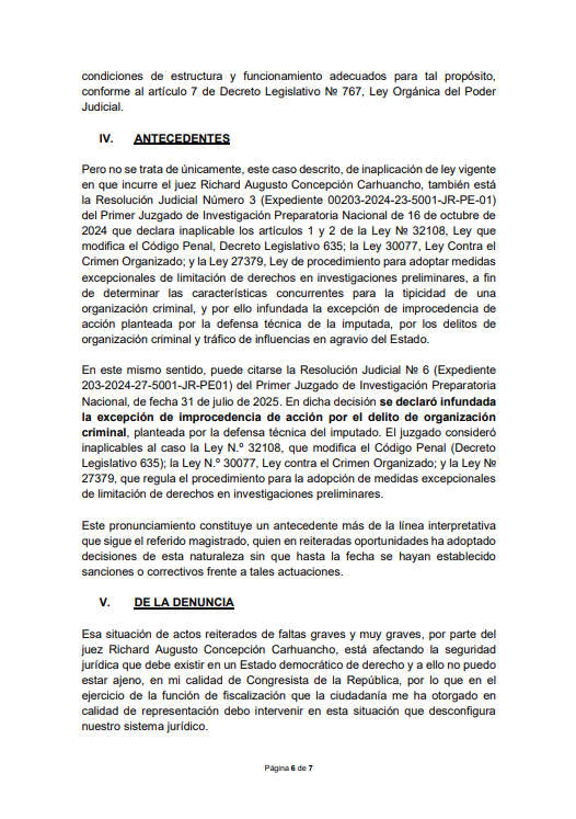 Antecedentes de la denuncia.