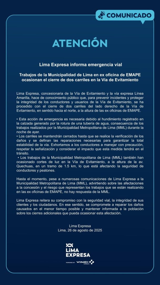 Anuncian cierre de dos carriles de la Va de Evitamiento.