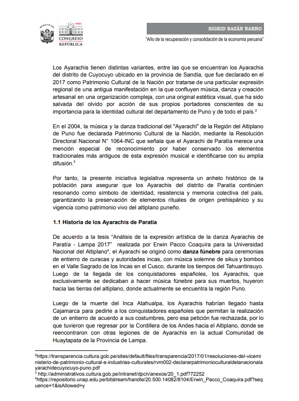 El proyecto de ley representa un anhelo histrico de la poblacin.