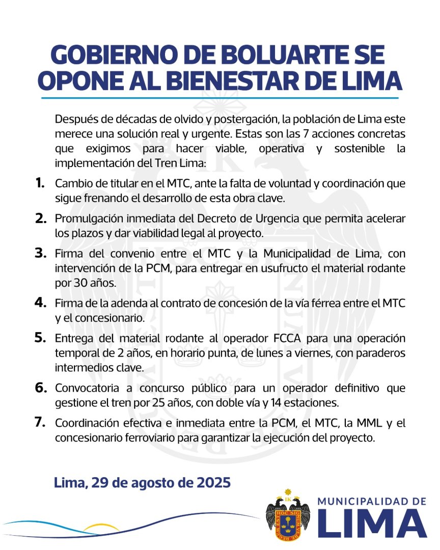 MML pide la salida de Csar Sandoval del MTC.