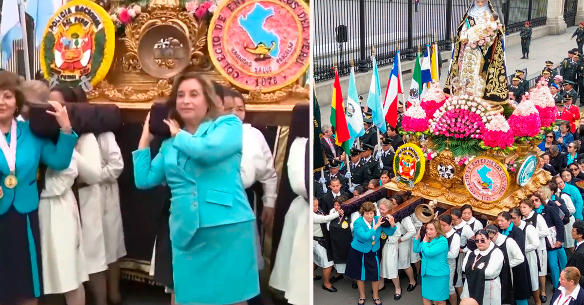 Dina Boluarte rinde homenaje a Santa Rosa de Lima: Presidenta carga anda en plena procesión