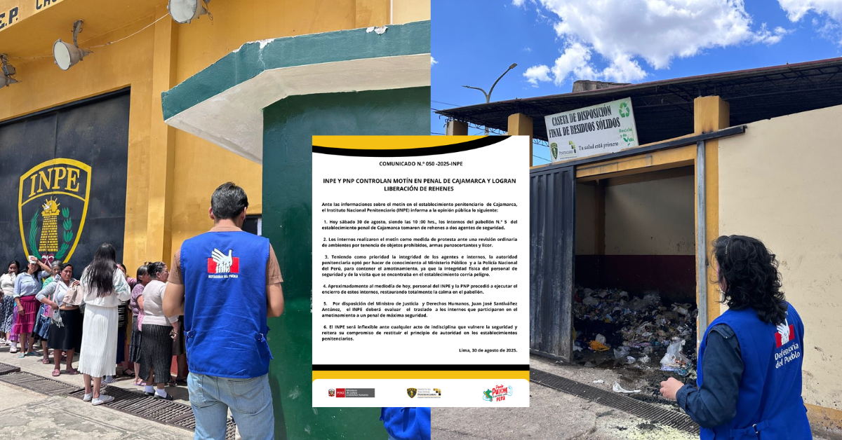 Motín en penal de Cajamarca: Internos tomaron como rehenes a dos agentes de seguridad, informó el INPE