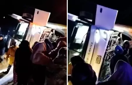 Bus con escolares a bordo se volc en la Carretera Central.