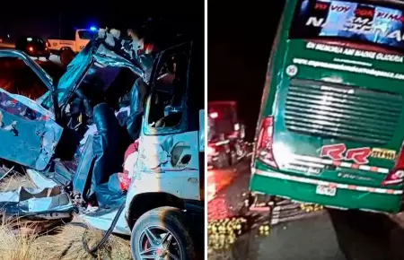 Choque entre bus y auto dej cuatro muertos en Pasco.