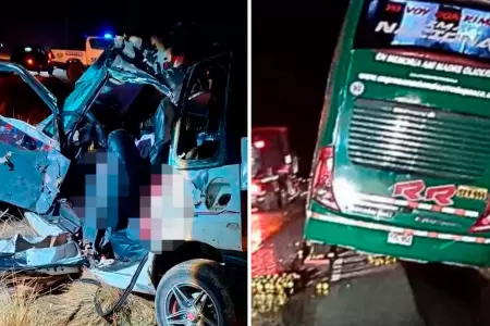 Choque entre bus y auto dej cuatro muertos en Pasco.