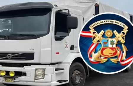 Camin de la Marina fue intervenido en Tacna con carga de contrabando.
