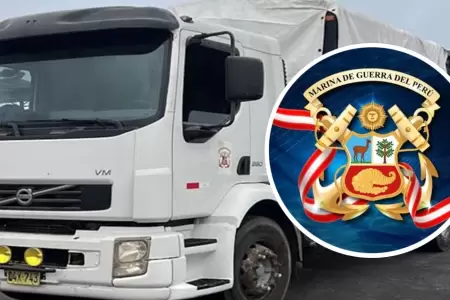 Camin de la Marina fue intervenido en Tacna con carga de contrabando.