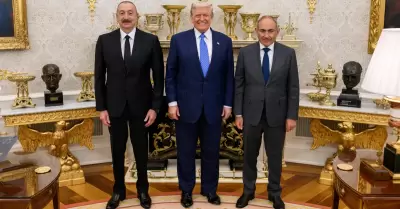 Trump con los líderes de Armenia y Azerbaiyán.
