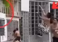 Mujer sorprende a su esposo sindole infiel y amante intenta escapar por el balcn