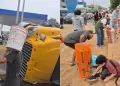 Callao: Camin repleto de trigo se vuelca en el valo Garibaldi y vecinos saquean unidad tras accidente