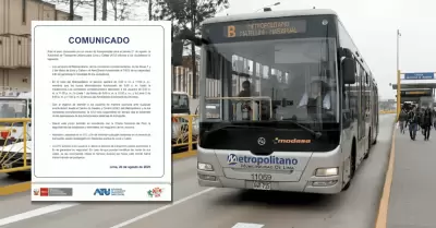 Paro de Transportistas: ATU confirma funcionamiento del Metroplitano y otros ser