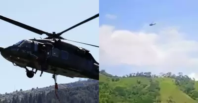 Helicóptero de la policía de Colombia derribado.