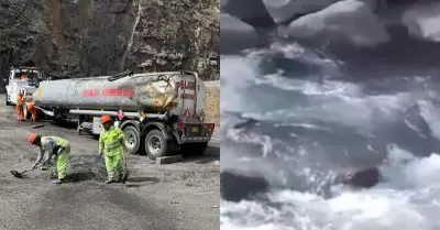 Río Rímac fue contaminado con petróleo tras volcadura de camión.